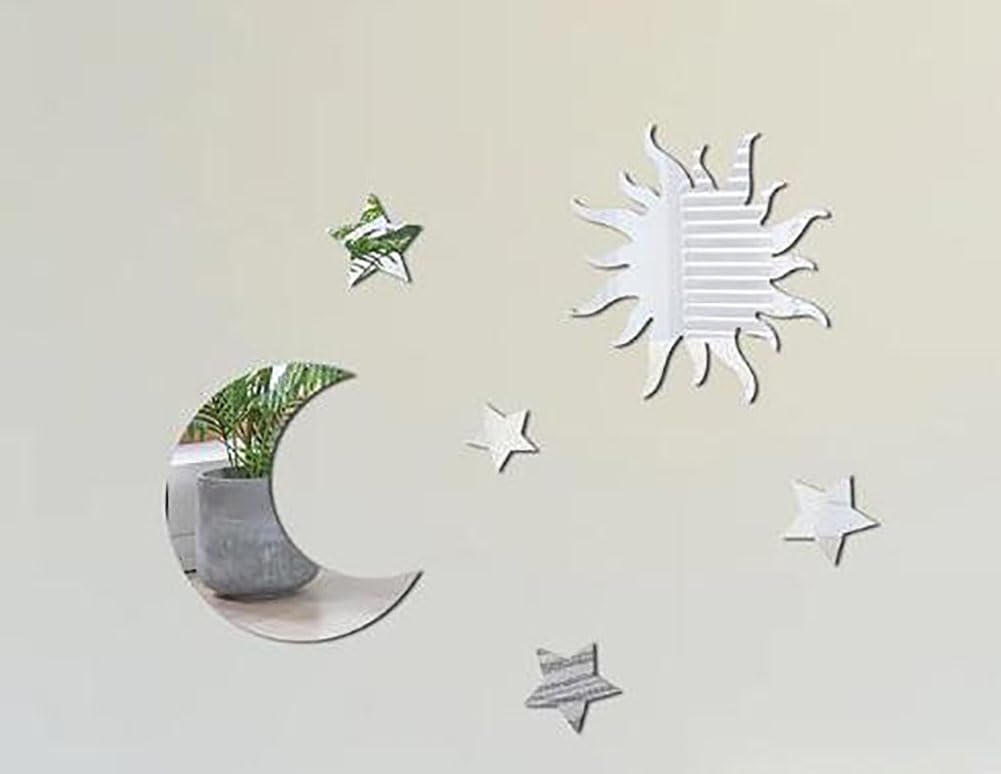 Amazon｜umely ウォールステッカー 鏡 ミラー 星 太陽 月 シール